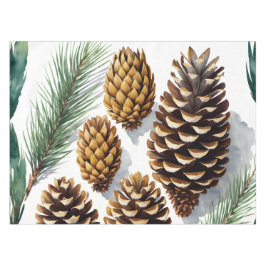 パインコーン水彩植物芸術 テーブルクロス