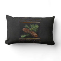 パインコーン水彩2面クリスマスピロー