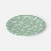 パインコーン素朴パターンホワイト&ミントサービング ペーパープレート (アングル)