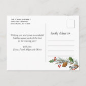 パインコーン素朴メリークリスマス3フォトホリデー ポストカード (裏面)