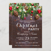 パインコーン素朴会社の企業のクリスマスパーティー 招待状 (正面/裏面)