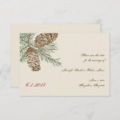 パインコーン自然クリーム結婚式の日付を保存 招待状 (正面/裏面)