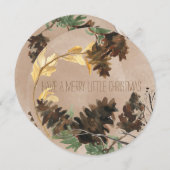 パインコーン自然ラウンドクリスマスホリデーカード シーズンカード (正面/裏面)