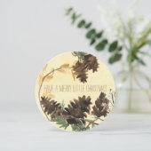 パインコーン自然ラウンドクリスマスホリデーカード シーズンカード (スタンド正面)