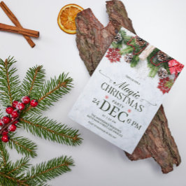 パインコーン&スノーフレークスクリスマス招待状 招待状