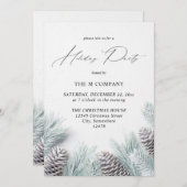 パインコーン&スノーホリデーパーティー 招待状 (正面/裏面)