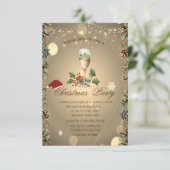 パインコーン，ブランチ，サンタハットシャンパンクリスマス 招待状 (スタンド正面)