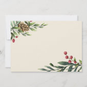 パインコーン&ベリー|ウッド&金ゴールドクリスマス写真 招待状 (裏面)