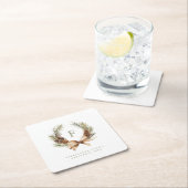 パインコーン&ボウリースモノグラムファミリーホリデー スクエアペーパーコースター (インサイチュ)