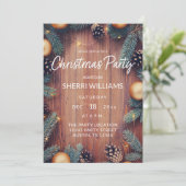 パインコーン&金ゴールドオーナメント素朴クリスマスパーティー 招待状 (スタンド正面)