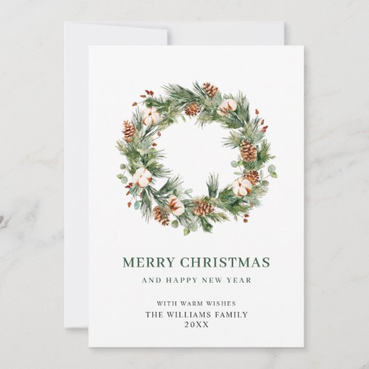 パインコーンfirリースメリークリスマスグリーティング シーズンカード (正面)