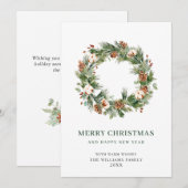 パインコーンfirリースメリークリスマスグリーティング シーズンカード (正面/裏面)