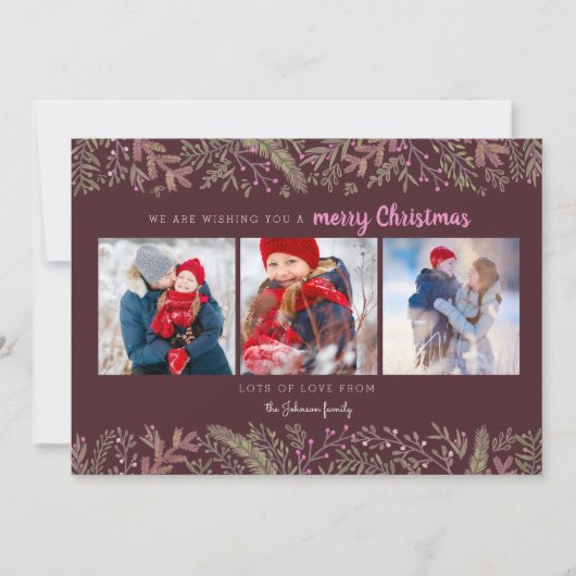 パインスタイリッシュつる植物の緑の濃い赤の木 – クリスマス (正面)