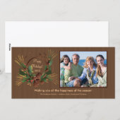 パインスタイリッシュコーンリースホリデイフォトカード シーズンカード (正面/裏面)