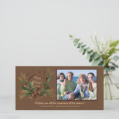 パインスタイリッシュコーンリースホリデイフォトカード シーズンカード (スタンド正面)