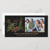 パインスタイリッシュコーンリースホリデイフォトカード シーズンカード (正面/裏面)