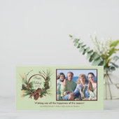 パインスタイリッシュコーンリースホリデイフォトカード シーズンカード (スタンド正面)