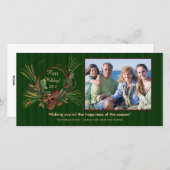 パインスタイリッシュコーンリースホリデイフォトカード シーズンカード (正面/裏面)