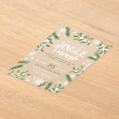 パインスノーフレークジングル&ミングルクリスマスパーティー アクリル招待状 (レイダウン)