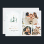 パインスペインのツリー3 Photo Collage Feliz Navidad シーズンカード<br><div class="desc">Envie deseos festivos con nuestra Tarjita de Navidad con foto, que presenta un cautivador collage de 3 fotos a la deleccha.エル・ラド・イズキエルド・プレセンタun sereno fondo de acuarela azul pallido adornado con delicados pinos que brillanan con estrellas y polvo dorados."フェリズ" en elegante serifa y "Navidad" en elegante letra dorada transmiten tu alegria navidena.右に魅力的な3枚のコラージュを搭載したフォトクリスマスカードで暖かい願いを送る。サイド離れは青い水淡い色の色の背景に金ゴールドの星や塵が輝く松の繊細な木が飾られている。セリフタイプの"Feliz"とシックなエレガント金ゴールドスクリプトレタリングの"Navidad"はあなたの休日の応援を伝える。...</div>