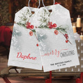 パインスリグレッドベリー雪の嵐メリークリスマス ギフトタグ