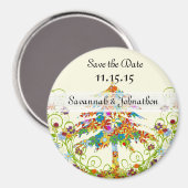 パインズフラワーツリ結婚ーの磁石 マグネット (正面/裏面)