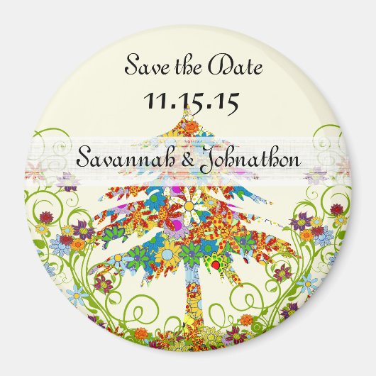 パインズフラワーツリ結婚ーの磁石 マグネット (正面)