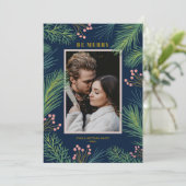 パインズベリーフォトネイビーブルークリスマス シーズンカード (スタンド正面)