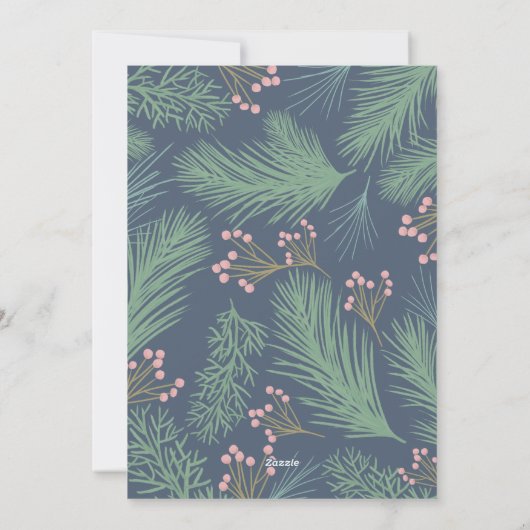 パインズベリーフォトネイビーブルークリスマス シーズンカード (裏面)