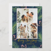 パインズベリー数々のフォトネイビーブルークリスマス シーズンカード (正面)
