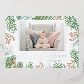 パインズベリー海軍ブルークリスマスフォト 箔シーズンカード (正面)