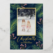 パインズベリー海軍ブルークリスマスフォト 箔シーズンカード (正面)