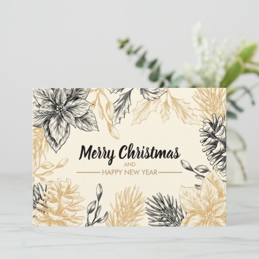 パインズポインセティアスフラットクリスマス シーズンカード (スタンド正面)