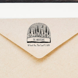 パインズランドスケープ手描きファミリー差出人住所 セルフインキングスタンプ