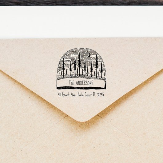 パインズランドスケープ手描きファミリー差出人住所 セルフインキングスタンプ