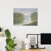 パインズレイクウォーターカラーランドスケープ ポスター (ホームオフィス)