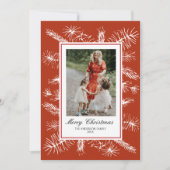 パインズ素朴レッドフレームエレガント写真クリスマス シーズンカード (正面)
