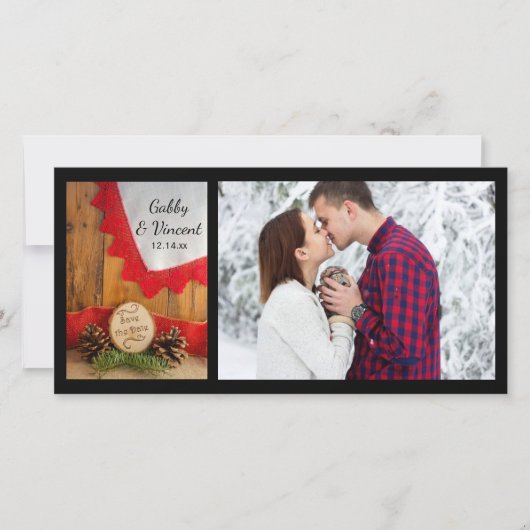 パインズ素朴レッドレースのウッズ結婚式の日付を保存 セーブザデート (正面)