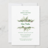 パインタイズレッドベリークリスマスブライダルシャワー 招待状 (正面)