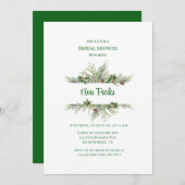 パインタイズレッドベリークリスマスブライダルシャワー 招待状 (正面/裏面)