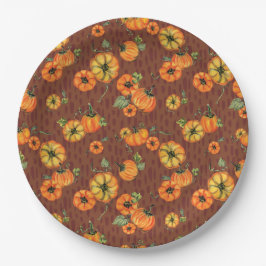 パインタリーウォーター秋カボキンオレンジ/錆 ペーパープレート