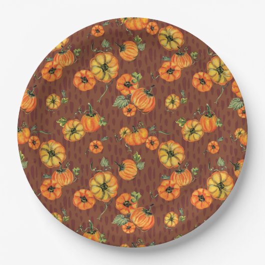 パインタリーウォーター秋カボキンオレンジ/錆 ペーパープレート (正面)