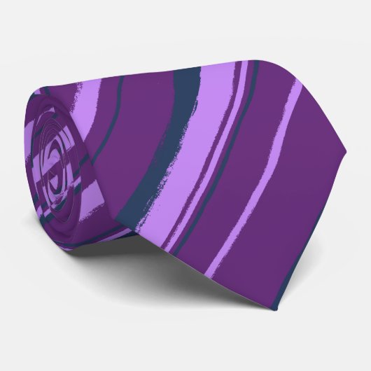 パインターリストライプのー・バイオレットとネイビー両面 ネクタイ (ロール)