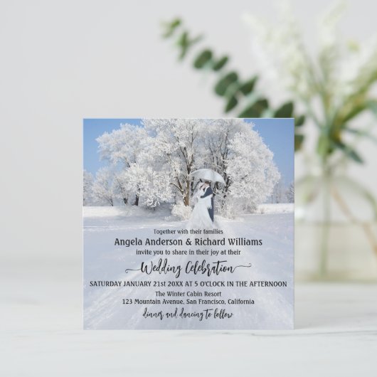 パインターリーウィンターワンダーランド結婚式招待状 招待状 (スタンド正面)