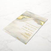 パインターリーウォーターカラー結婚ムーディーズ金ゴールド 箔招待状 (回転した状態)