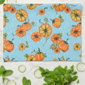 パインターリーウォーター秋カボキンオレンジ/ブルー キッチンタオル (折り畳み)