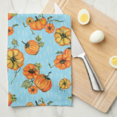 パインターリーウォーター秋カボキンオレンジ/ブルー キッチンタオル (四つ折り)