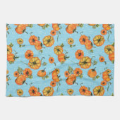 パインターリーウォーター秋カボキンオレンジ/ブルー キッチンタオル (横)