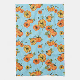 パインターリーウォーター秋カボキンオレンジ/ブルー キッチンタオル