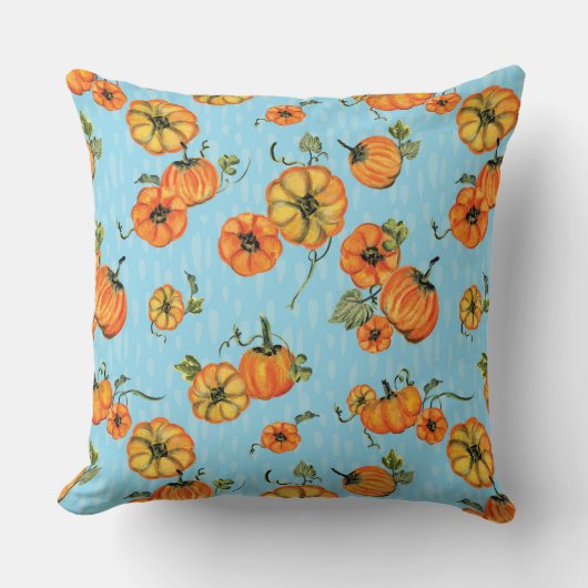 パインターリーウォーター秋カボキンオレンジ/ブルー クッション (正面)